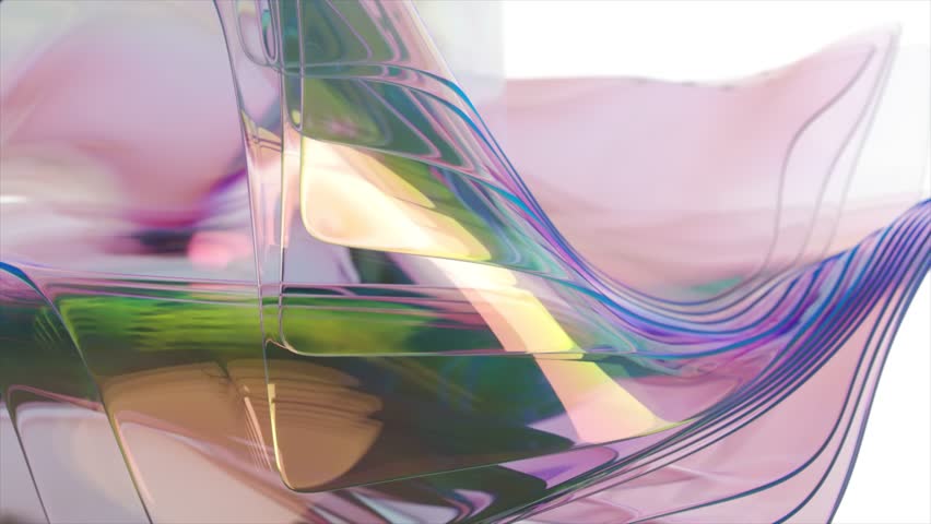Graceful 3D animation of delicate, translucent fabric-like structure in pastel colors. It moves fluidly, creating a serene and elegant visual effect. Ideal for artistic and modern. 3D Illustration