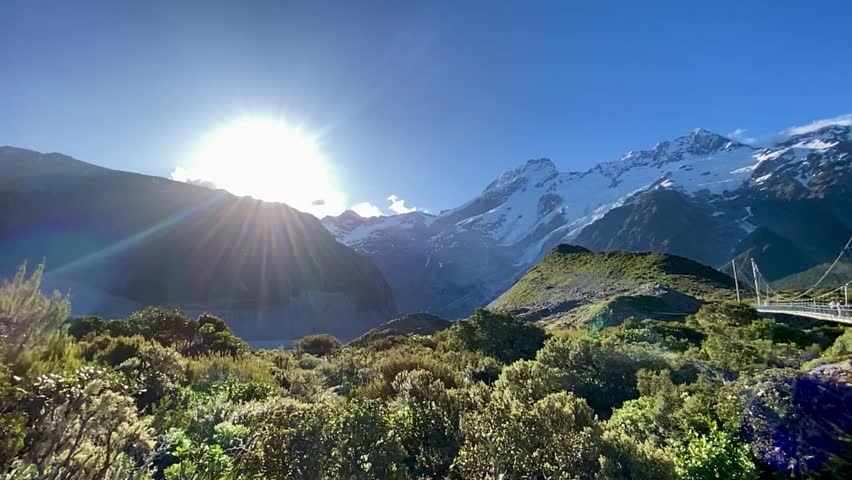 Beautiful nature landscape at Hooker valley track, Aoraki Mount Cook, New Zealand 