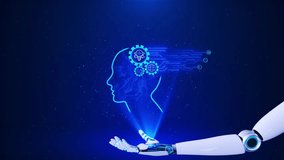 Futuristic cyber 3D robot hand AI artificial intelligence robot process automation cyber security cloud digital technology. machine learning, science cyber brain 3d animation. tech. 3D Illustration - Powered by Shutterstock - Get 15% off with code: PIKWIZARD15