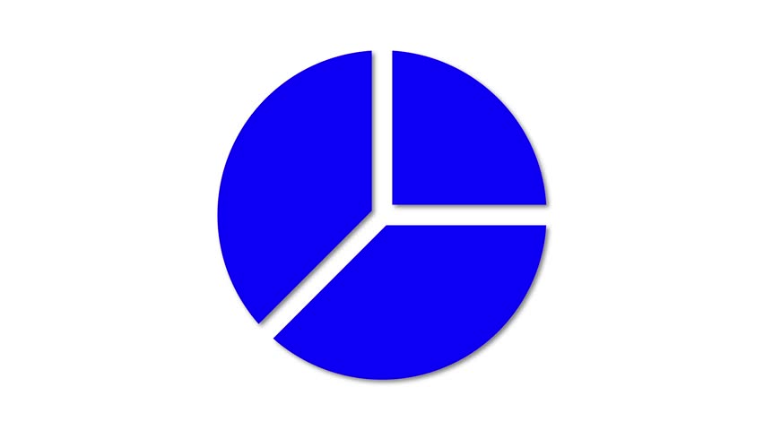 A blue pie chart divided into three segments on a white background.