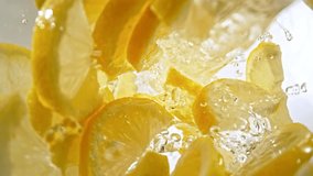 Super Slow Motion Shot of Fresh Lemon Slices Followed by Camera Splashing into Water at 1000 fps. - Powered by Shutterstock - Get 15% off with code: PIKWIZARD15