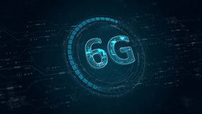 Motion graphic of Blue digital 6G letter and circle futuristic HUD elements with flowing arrows with generation of connection technology concepts on abstract background
 - Powered by Shutterstock - Get 15% off with code: PIKWIZARD15