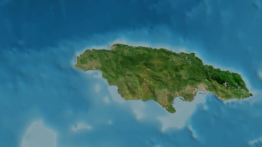 Jamaica map - drive. Border. Satellite.