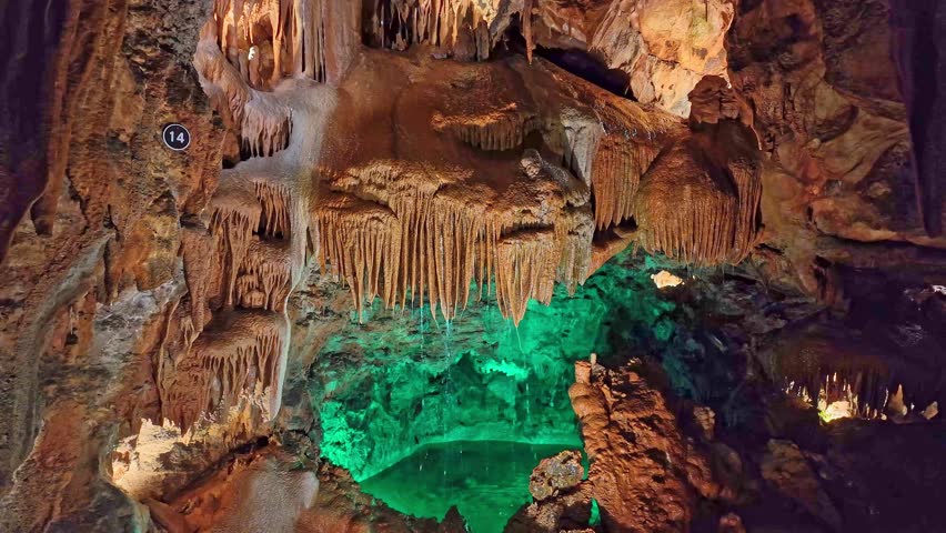 Mira de Aire Caves, Grutas de Mira de Aire at Leiria, Portugal. A set of limestone caves in Porto de Mos, Leiria. Moinhos Velhos