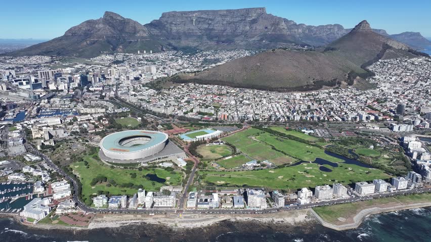 Green Point At Cape Town In Western Cape South Africa. Town Scenery. Coast Cityscape. Cape Town At Western Cape South Africa. Tourism Travel. Downtown Skyline.