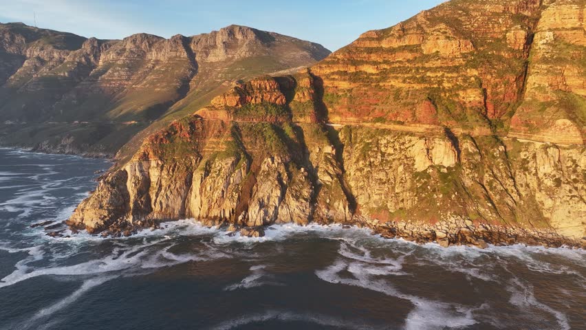 Coastal Road At Cape Town In Western Cape South Africa. Table Mountain National Park. Coast Road. Cape Town At Western Cape South Africa. Tourism Travel. Paradisiac Skyline.