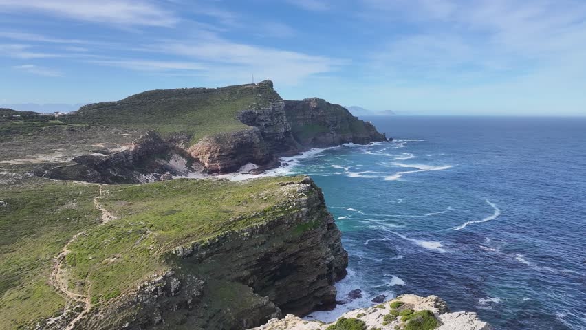 Famous Cape Of Good Hope At Cape Town In Western Cape South Africa. Table Mountain National Park. Famous Cape Of Good Hope at South Africa. Tourism Travel. Stunning Skyline.