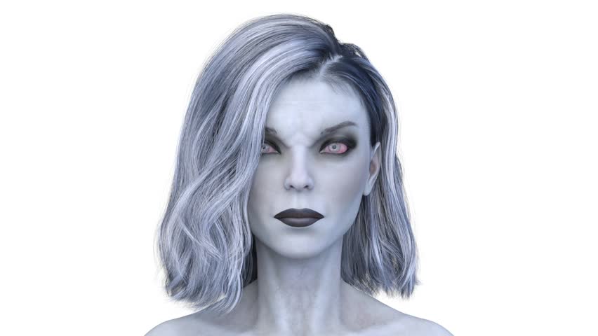 3D rendering of a female vampire face close-up