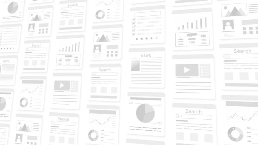 Full screen loop animation of search screen, news, data, etc.