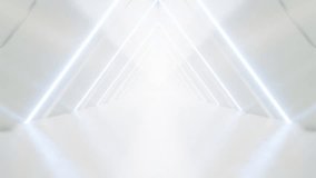 abstract white futuristic triangle tunnel architecture with neon light, loop animation. - Powered by Shutterstock - Get 15% off with code: PIKWIZARD15