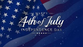 Happy 4th of July greeting animation 2024, lettering text with waving USA flag background and fireworks splash, Happy Independence Day united states of america concept, for banner, feed, stories - Powered by Shutterstock - Get 15% off with code: PIKWIZARD15