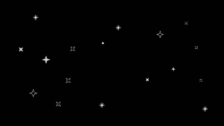 Animation of shining star on black background like 8bit