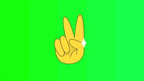 2d animated peace hand retro style icon mascot, simple motion graphic, 4K green screen video - Powered by Shutterstock - Get 15% off with code: PIKWIZARD15