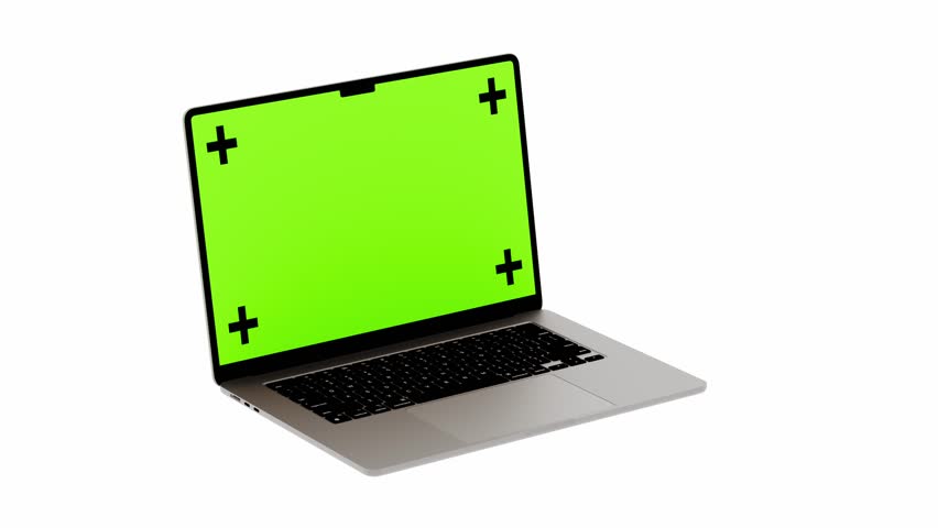 Animation of a laptop on a white background with an alpha channel Render 3D.