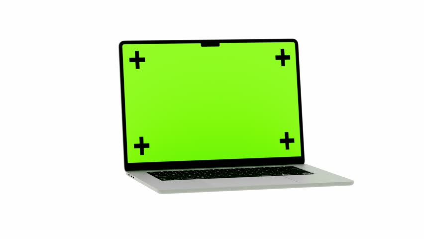 Animation of a laptop on a white background with an alpha channel Render 3D.