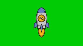 Animation of a rocket flying carrying gold coins - Powered by Shutterstock - Get 15% off with code: PIKWIZARD15