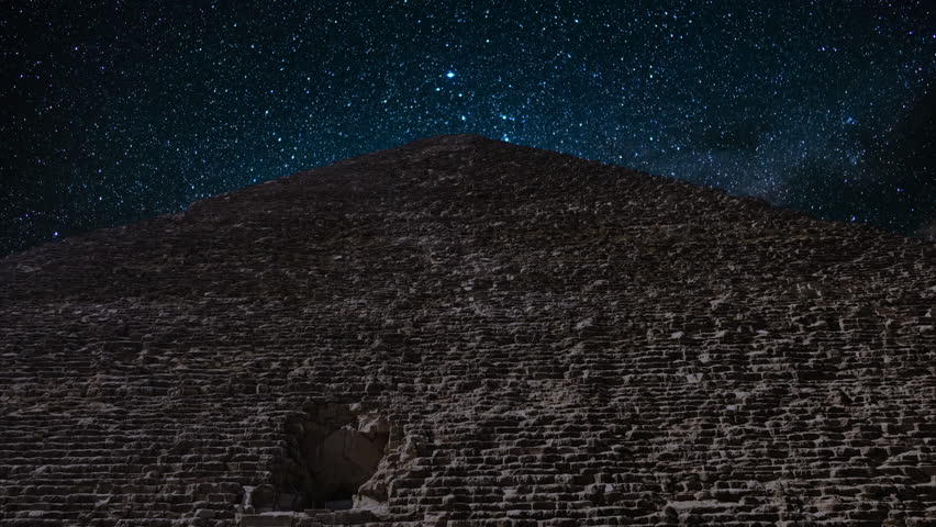 Egypt The Great Pyramid of Giza Milky Way Galaxy Over Pyramid of Khufu Tilt Up