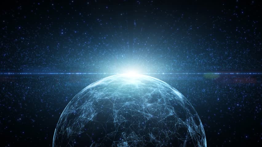 3d Digital sphere with technology dots animation. Copy space endless loop background.	
