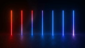 Explore a mesmerizing scene of glowing neon tube lights in the dark, creating a futuristic and sci-fi ambiance on a concrete floor. 4K 3D Animation Loop Futuristic Sci Fi Lines - Powered by Shutterstock - Get 15% off with code: PIKWIZARD15