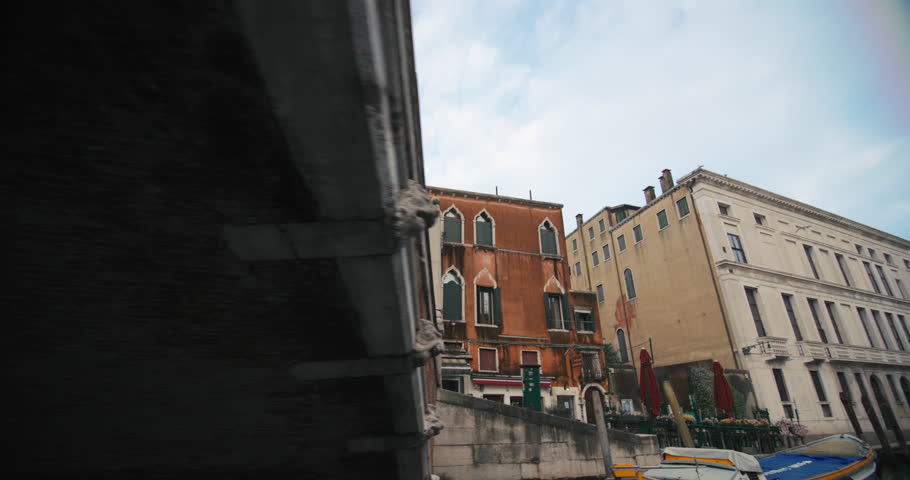 Captivating Water Cityscape of Venice, Italy: Romantic Canals, Iconic Bridges, and Historical European Landmarks Amidst Tourist Pathways. High quality 4k footage