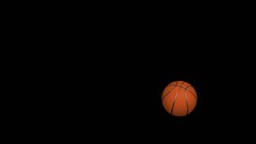 Basketball flying after a shot and bouncing off the bottom of the screen on transparent background. 4K animation with alpha channel - Powered by Shutterstock - Get 15% off with code: PIKWIZARD15