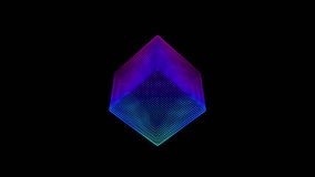 Looped distortion waves on abstract cube of particles. Digital data splash of box point array. Futuristic glitch UI element - Powered by Shutterstock - Get 15% off with code: PIKWIZARD15