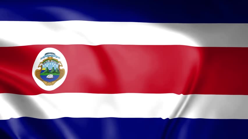 Costa Rican flag in the wind. Detailed fabric texture. Seamless looped animation.