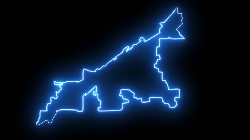 map of Cleveland in ohio with neon effect glowing blue