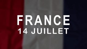 Happy Bastille Day Lettering Text Animation with waving flag and fireworks. Great for Bastille day france Celebrations, Ceremonies, Festivals, and greetings. Happy Bastille day 14th of july. 4K. - Powered by Shutterstock - Get 15% off with code: PIKWIZARD15