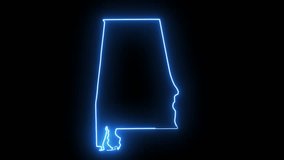 map of the state of Alabama in the united states with a blue glowing neon effect - Powered by Shutterstock - Get 15% off with code: PIKWIZARD15