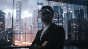 Corporate Executive Reviewing Data with AR Glasses in Modern City Office Stock Market Investing Finance Tech Success - Powered by Shutterstock - Get 15% off with code: PIKWIZARD15