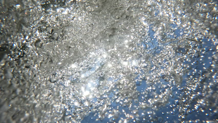 Underwater view of Bumbles in an Alpine Water Stream from Bottom to Sky