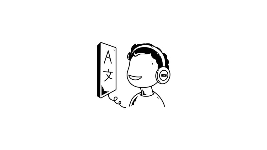 Ready to use doodle animated icon of a language converter 