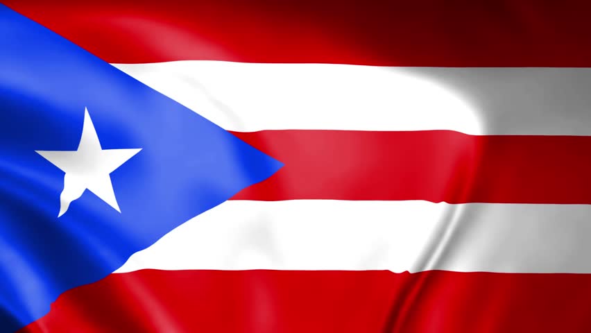 Puerto Rico flag in the wind. Detailed fabric texture. Seamless looped animation.