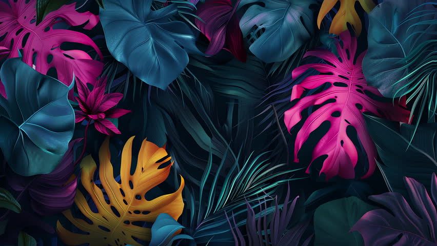 jungle tropical palm trees exotic abstract motion color background loop