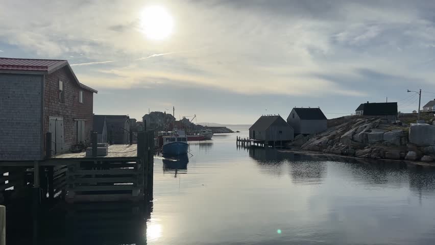 Peggy Cove Fishing Village in Nova Scotia, Canada. Old Colorful Houseboats populate the picturesque fishing village of Peggy