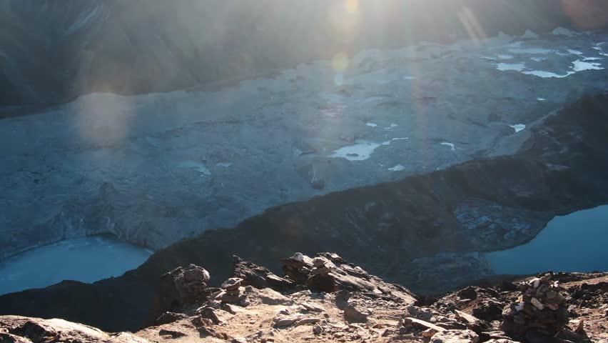 Aerial view of Himalaya mountains range from Gokyo Ri on sunrise. Everest national park, Nepal, Asia