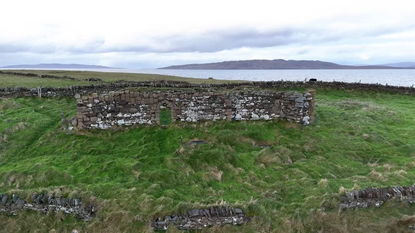 Aerial view of Inishkeel Island by Portnoo in County Donegal, Ireland