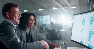 Computer screen, analytics and team discussion for analysis, info and stats for market research. Meeting with data analyst, people in collaboration with dashboard or infographic for business growth - Powered by Shutterstock - Get 15% off with code: PIKWIZARD15