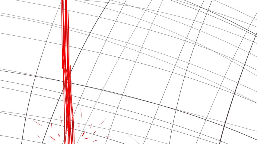 On a mesh or striped background, a powerful stream of energy or combat laser shoots down, changing colors.