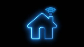 Smart home control concept. Home automation system and remote home control online. Glowing neon line animation of smart home technology icon isolated on black background. - Powered by Shutterstock - Get 15% off with code: PIKWIZARD15