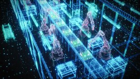 Autonomous Robotic Arms Efficiently Assemble Electronic Components on a High-tech Production Line, Computer Vision and AI-driven Manufacturing Processes in a Futuristic Factory. Zoom Out Cinematic - Powered by Shutterstock - Get 15% off with code: PIKWIZARD15