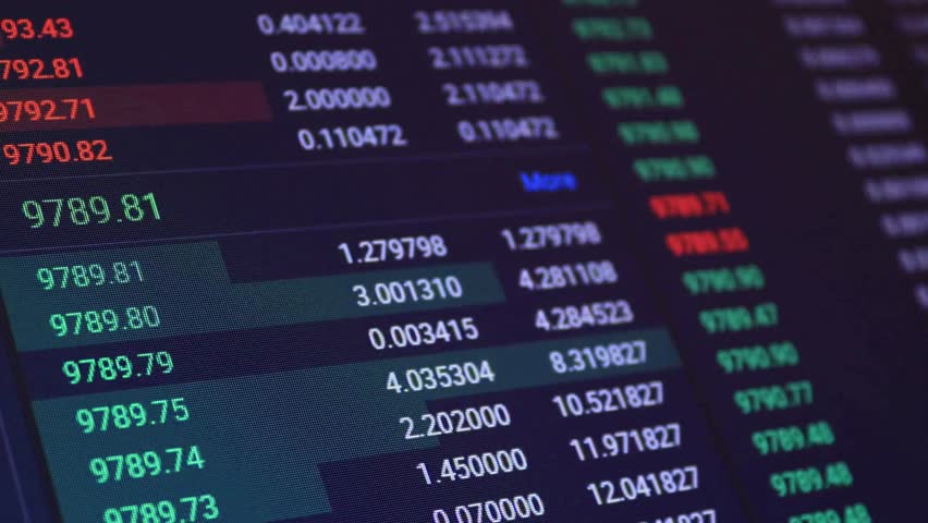 The rapid change of stock market with Exchange and bid, offer, volume on screen display