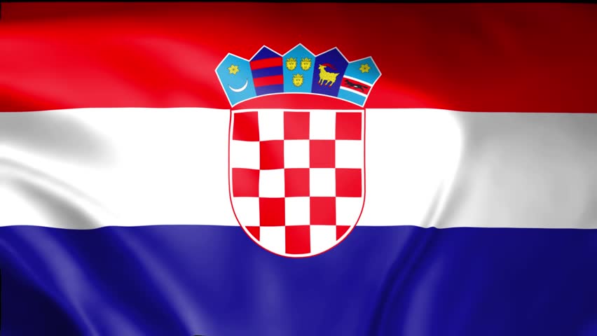 A 3D illustration of the national flag of Croatia waving, seamless animated background