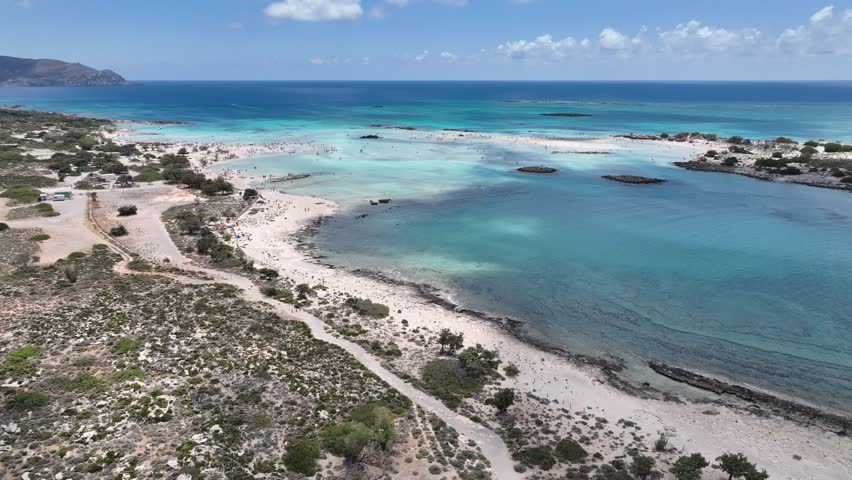 Aerial view over Elafonissi Beach on the Greek Island Crete