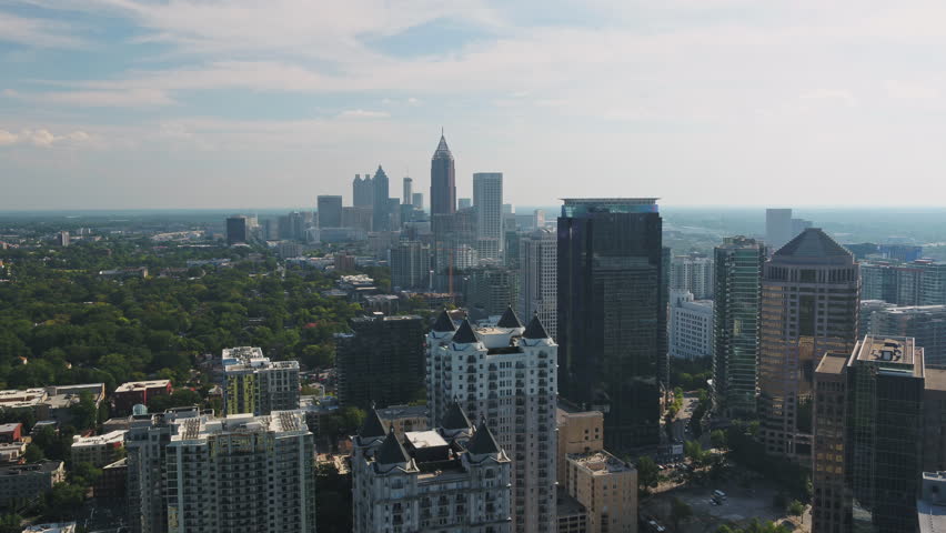 Atlanta Aerial v342 Flying over Midtown area sunny full cityscape - November 2017