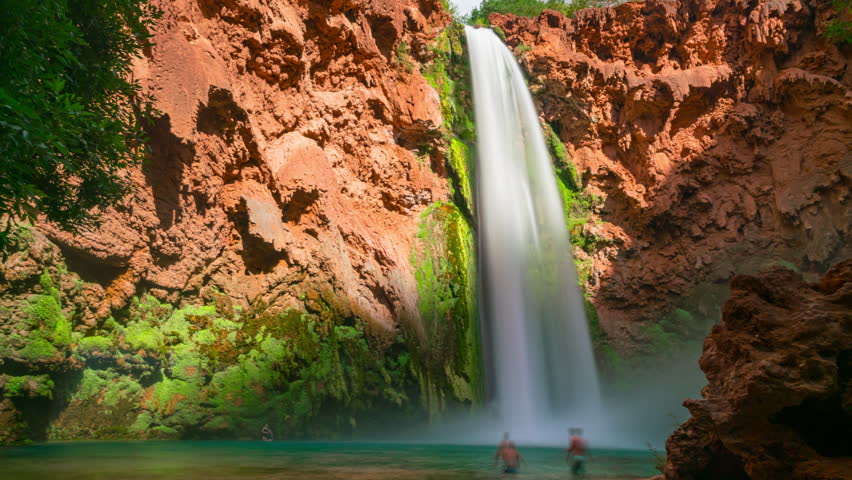Timelapse long exposure shot of waterfalls in Grand Canyon in Arizona, USA