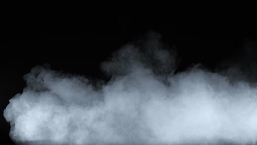Abstract white smoke in slow motion. Smoke, Cloud of cold fog in light spot background. Light, white, fog, cloud, black background, 4k, ice smoke cloud. Floating fog.