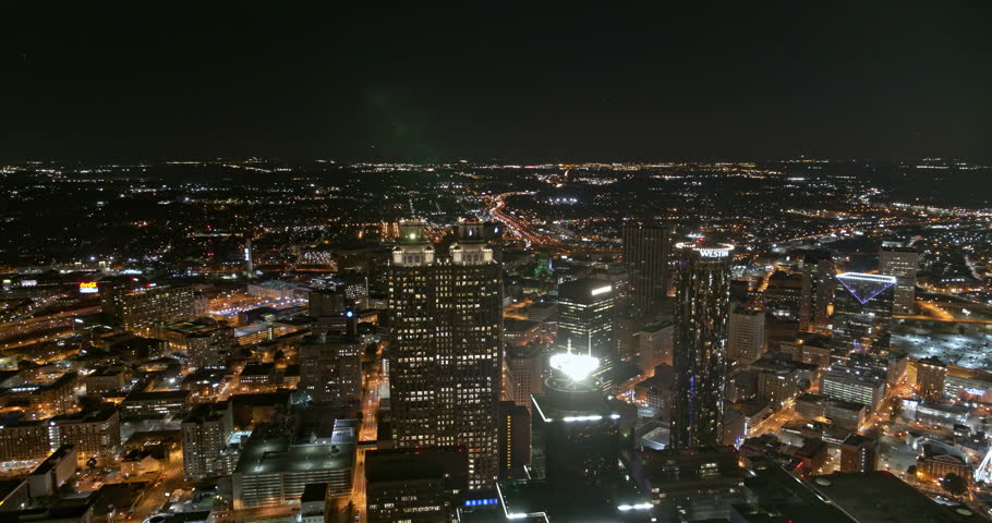 Atlanta Aerial v388 Panoramic night view of downtown - January 2018