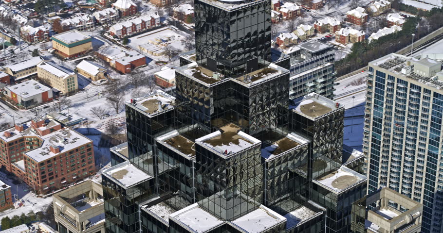 Atlanta Aerial v405 Flying high, close up detail of downtown skyscrapers - January 2018